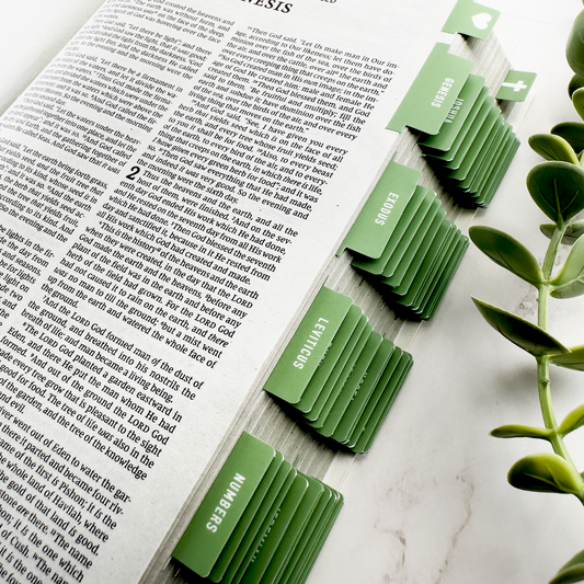 Olive Green Glossy Bible Tabs | Earthy Minimalist Aesthetic Set
