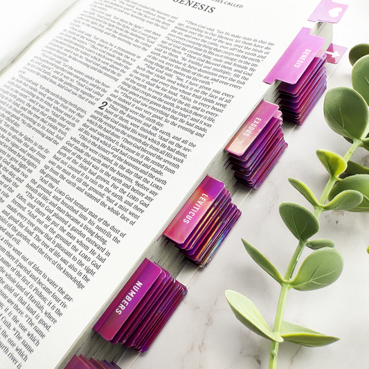 Mauve Holographic Bible Tabs | Aesthetic Bible Indexing Set